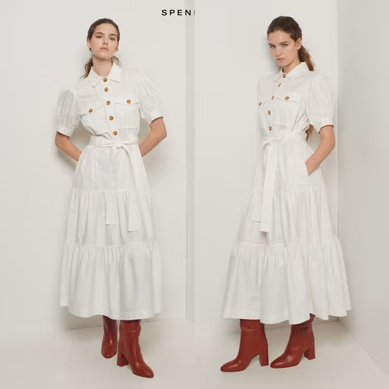 Spring& Summer Factory OEM High Quality Fresh Green Floral Printed New Fashion Shirt Dress